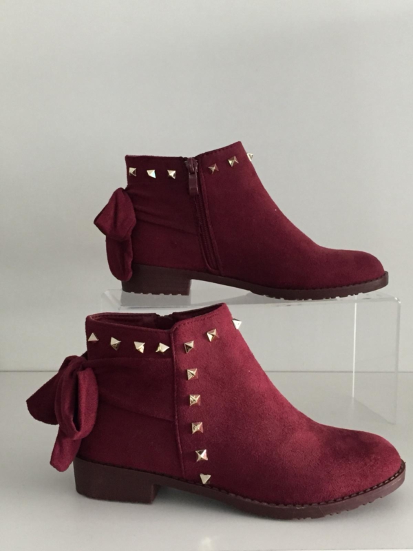 Velours-Stiefelette bordeaux