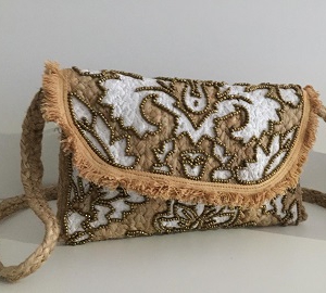 Rattan Handtasche mit Pailletten "Ornamente" -Handmade -